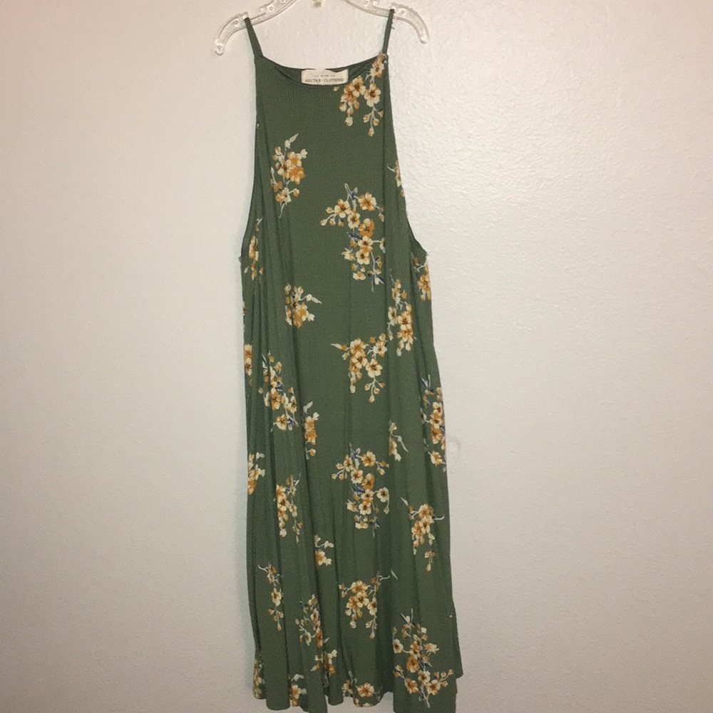 Green floral print dress